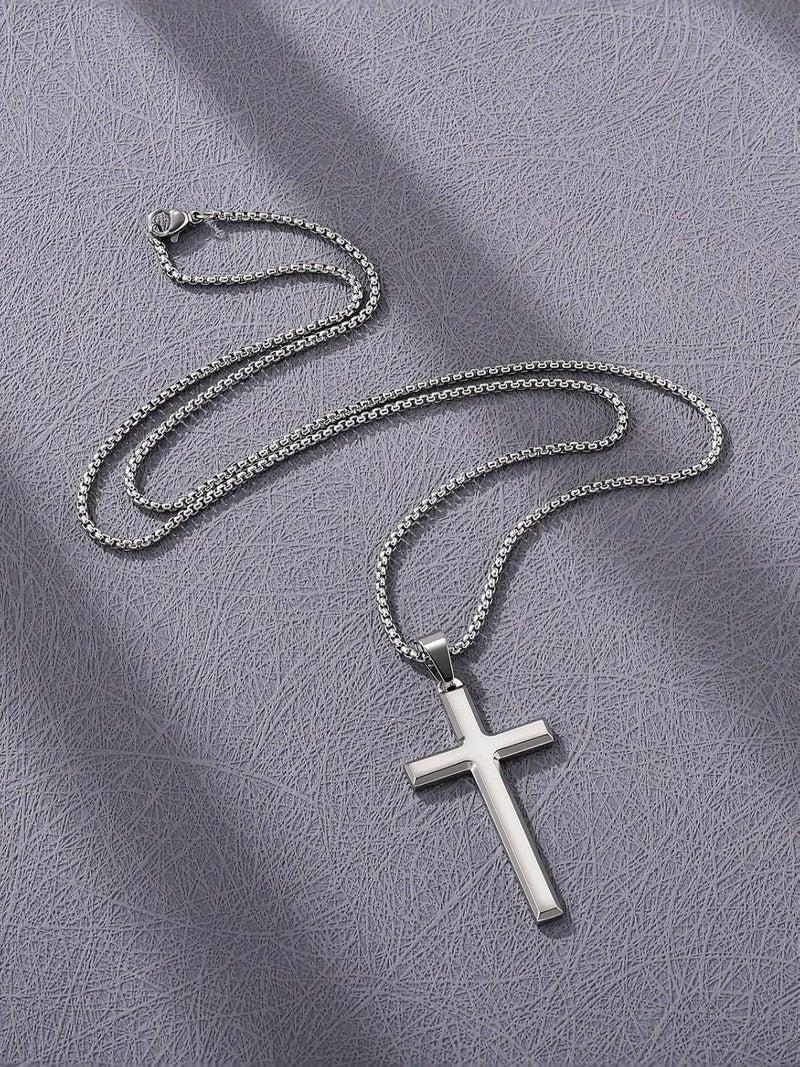 PiercingJ Cross Necklace Black Gold Silver Rotating Pendant Crucifix Necklaces For Him Men's Christmas Birthday Gift - Image 3